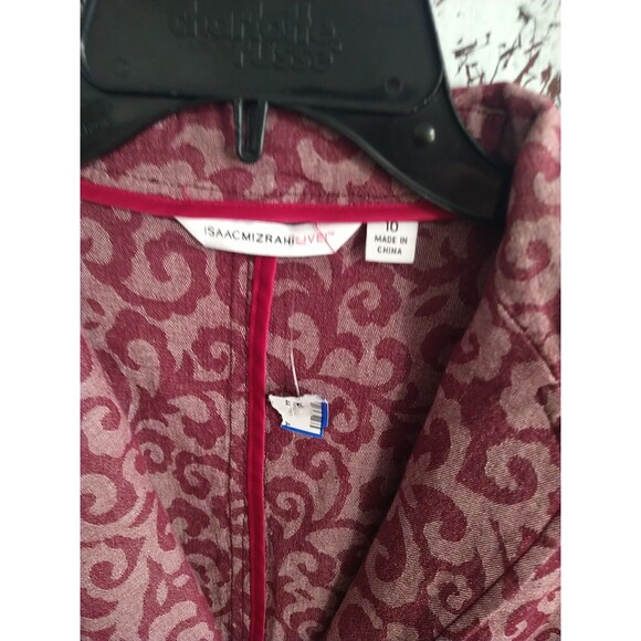 Isaac Mizrahi Blazer Sz 10 Boho Feminine Burgundy Scrolls Y2k - Picture 4 of 8